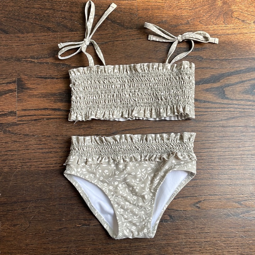 Rylee +Cru, sage floral bikini, size 2-3T